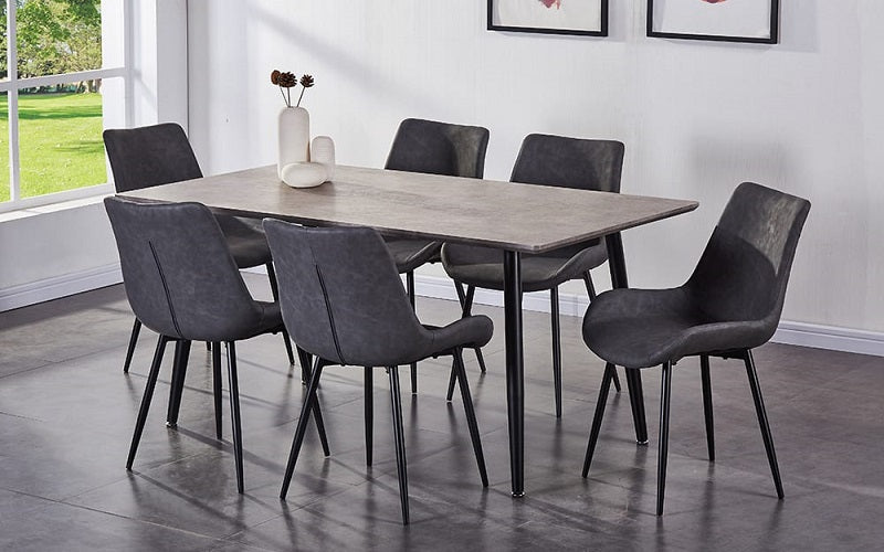 Rectangle Kitchen Set Kitchen Set with Rectangle Top - 7 pc - Grey & Black - Furnberry