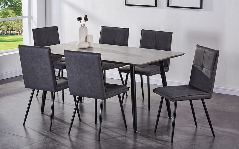 Rectangle Kitchen Set Kitchen Set with Rectangle Top - 7 pc - Grey & Black - Furnberry