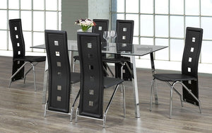 Kitchen Set with Glass Top - 7 pc - Black