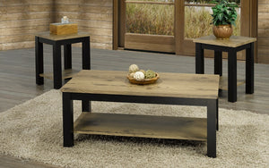 Coffee Table Set with Shelf - 3 pc - Espresso | Distressed Oak