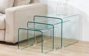 Bent Glass Nesting Table Set - 3 pc 