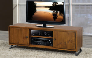 TV Stand with Shelf and Cabinet Doors - Distressed Walnut