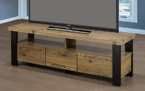 TV Stand with Shelf and Drawers - Distressed Wood & Espresso