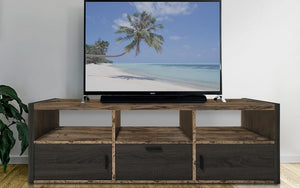 TV Stand with Shelf and Doors - Distressed Caramel & Chocolate