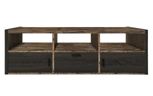 TV Stand with Shelf and Doors - Distressed Caramel & Chocolate