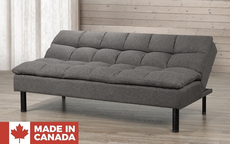Fabric Sofa Bed with Black Legs - Charcoal (Made in Canada)