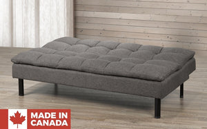 Fabric Sofa Bed with Black Legs - Charcoal (Made in Canada)