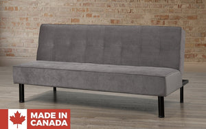 Fabric Sofa Bed with Black Legs - Slate (Made in Canada)