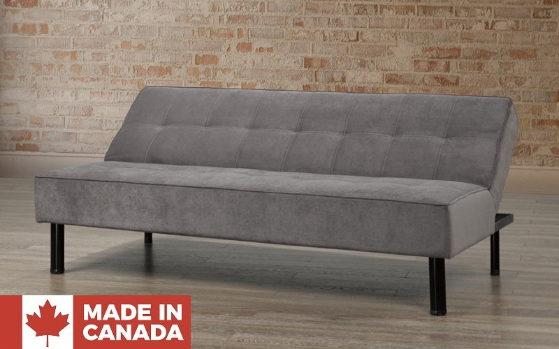 Fabric Sofa Bed with Black Legs - Slate (Made in Canada)