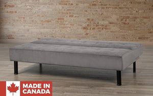 Fabric Sofa Bed with Black Legs - Slate (Made in Canada)