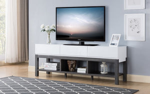 TV Stand with Shelf and Drawers - White & Grey