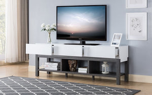 TV Stand with Shelf and Drawers - White & Grey