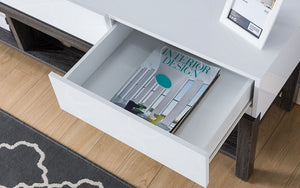 TV Stand with Shelf and Drawers - White & Grey