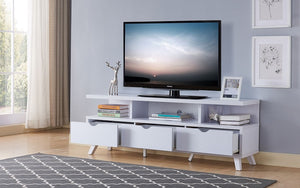 TV Stand with Shelf and Drawers - White