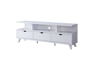 TV Stand with Shelf and Drawers - White