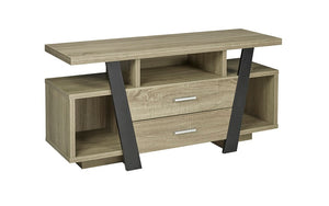 TV Stand with Shelf and Drawers - Taupe & Black