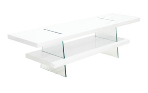 TV Stand with Lacquer Shelf - White