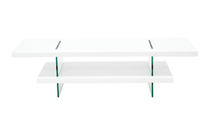 TV Stand with Lacquer Shelf - White