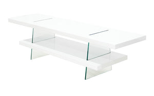 TV Stand with Lacquer Shelf - White