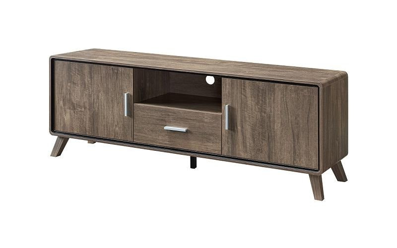 TV Stand with Shelf-Drawer & Cabinets - Walnut Oak