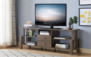 TV Stand with Shelf and Drawers - Walnut Oak