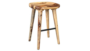 Bar Stool With Wooden Legs - Natural Wood | Walnut (26'' Counter Height)