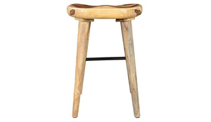 Bar Stool With Wooden Legs - Natural Wood | Walnut (26'' Counter Height)