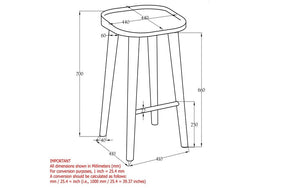 Bar Stool With Wooden Legs - Natural Wood | Walnut (26'' Counter Height)