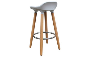 Bar Stool With ABS Seat & Wooden Legs - Black | White | Grey - Set of 2 pc (26'' Counter Height)