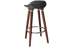 Bar Stool With ABS Seat & Wooden Legs - Black | White | Grey - Set of 2 pc (26'' Counter Height)