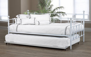 Day Bed with Metal and Twin Trundle - White