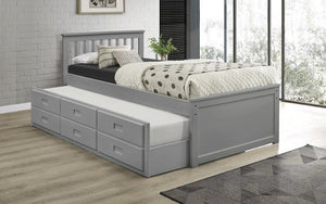 Platform Bed with Trundle - Light Grey