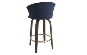 Bar Stool With Velvet Fabric & Solid Wood Legs - Blue (26'' Counter Height)