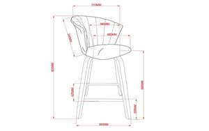 Bar Stool With Velvet Fabric & Solid Wood Legs - Grey (26'' Counter Height)