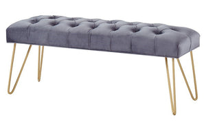 Velvet Fabric Bench with Metal Gold Legs - Pink | Grey