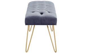 Velvet Fabric Bench with Metal Gold Legs - Pink | Grey