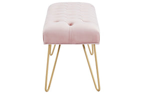 Velvet Fabric Bench with Metal Gold Legs - Pink | Grey