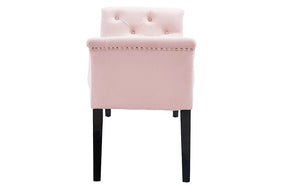 Velvet Fabric Bench with Solid Wood Legs - Blue | Pink | Grey