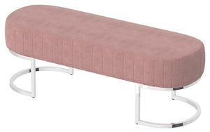 Velvet Fabric Bench with Metal Legs - Grey | Dusty Rose