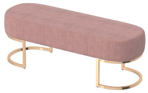 Velvet Fabric Bench with Metal Gold Legs - Dusty Rose | Grey