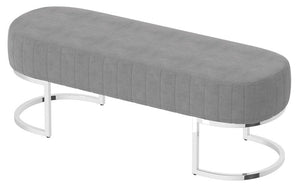 Velvet Fabric Bench with Metal Legs - Grey | Dusty Rose