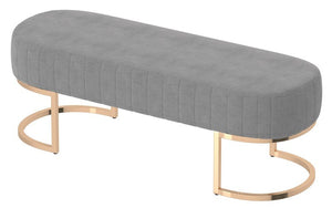 Velvet Fabric Bench with Metal Gold Legs - Dusty Rose | Grey