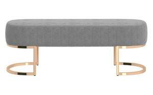 Velvet Fabric Bench with Metal Gold Legs - Dusty Rose | Grey