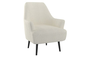 Accent Chair Plush Fabric with Wood Legs - Cream | Grey