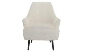 Accent Chair Plush Fabric with Wood Legs - Cream | Grey